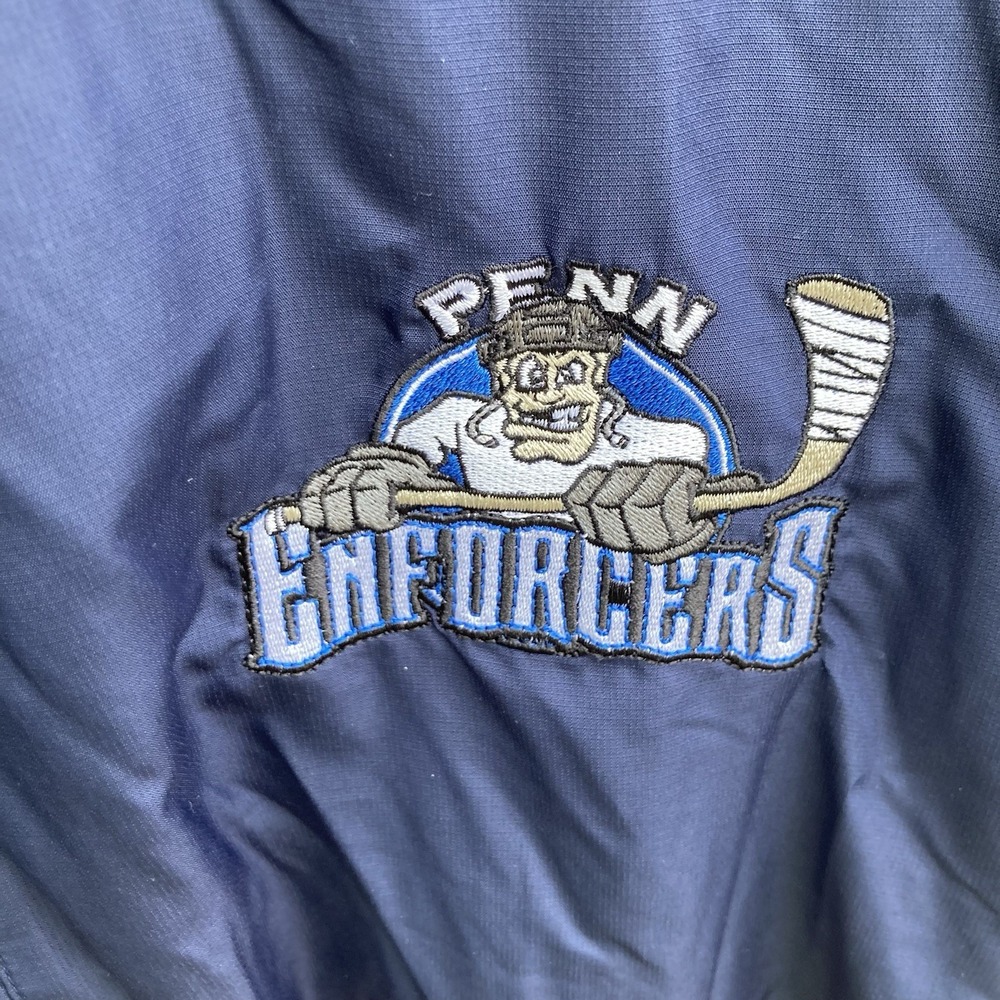 CCM Mens Large Hockey Windbreaker Jacket Penn Enforcers Player Issue Navy Vented - Picture 2 of 10